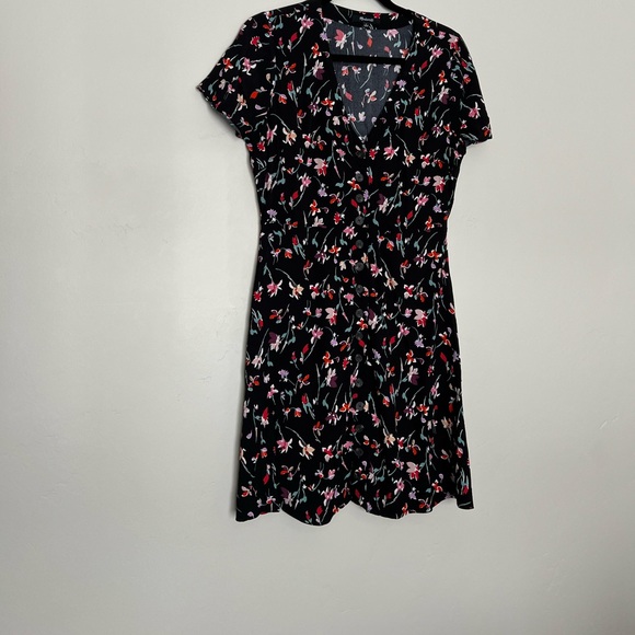 -Neck Button-Front Mini Dress in Drifting Flowers - Picture 2 of 8